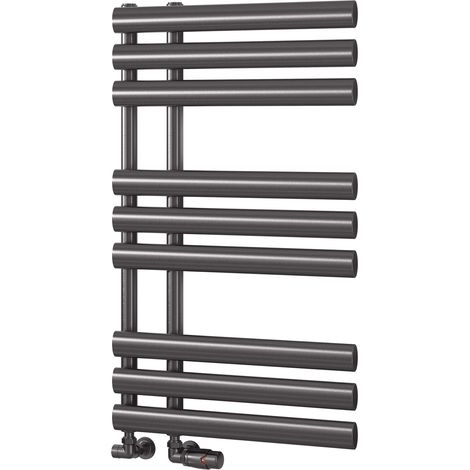 Reina Chisa Designer Heated Towel Rail 820mm H x 500mm W Brushed Gun Metal (1/3)