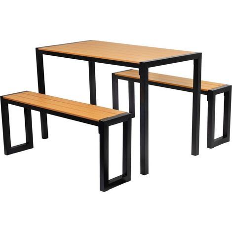 Gartenmöbel-Set GARDIVA, Tisch 118x58x75,5 cm, 2x Bank 108x25x45 cm (1/5)