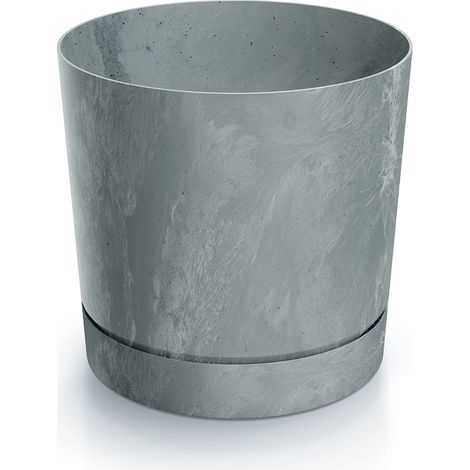 Tubo P Beton Effect 150E runder Blumentopf mit Untersetzer  Beton