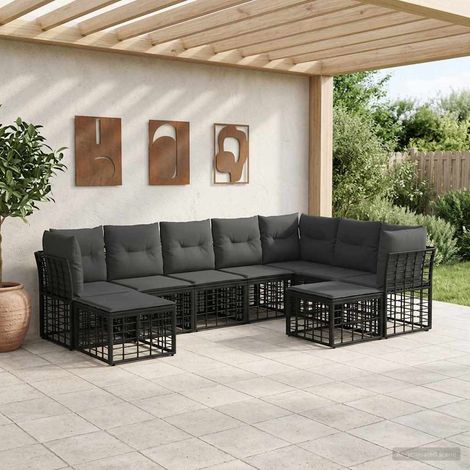 Conjunto de sofás de exterior Negro y Gris oscuro Poliéster (1/5)