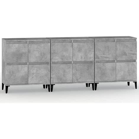 Credenza buffet cassettiera mobile contenitore organizer cucina soggiorno soggiorni 3 pz 60 x 35 x 70 cm derivati del legno grigio 020037117