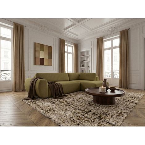 BOBOCHIC - Canapé angle L convertible coffre DENISE tissu texturé Angle droit Vert (1/5)