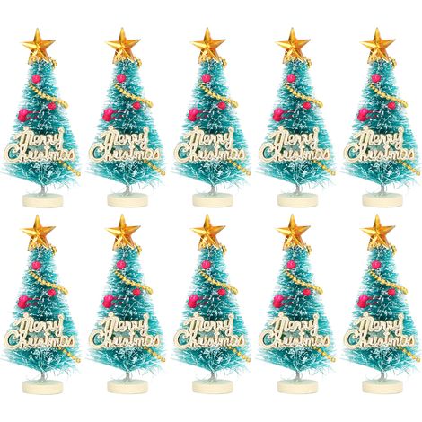 10 Pièces Mini Arbre de Noël pour Maison de Poupée 1/12, Décoration de Noël Miniature Mignonne et Détaillée (1/5)