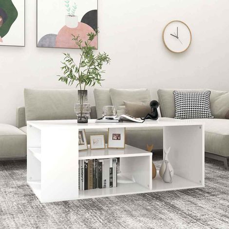 806921 vidaXL Coffee Table White 100x50x40 cm Engineered Wood (1/5)