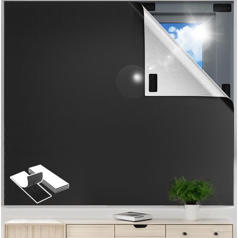 Stores occultants à Coller en Tissu Oxford 420D 100% Occultant,400 × 145cm Store Occultant sans Percage, Film Occultant Portable pour Chambre à Coucher, Chambre d'enfant, Voyage Temporaire Etc (1/5)