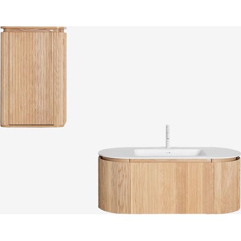 Set di mobili da bagno sospesi 120x50 cm in legno con lavabo integrato Carsone SKLUM (1/5)