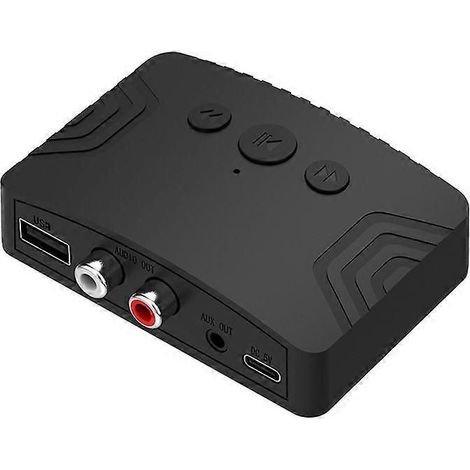 Nouvel émetteur-récepteur Bluetooth 5.3 amélioré, adaptateur audio sans fil stéréo avec ports AUX 3,5 mm, RCA, USB et clé USB pour TV, PC et haut-parleurs. (1/5)