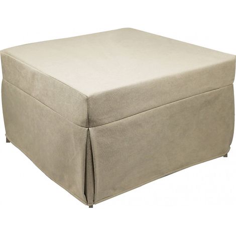 Dmora Puof trasformabile in letto singolo, Made in Italy, Letto pieghevole, Pouf in tessuto sfoderabile salvaspazio da soggiorno, cm 78x78/195h45, Beige, con imballo rinforzato
