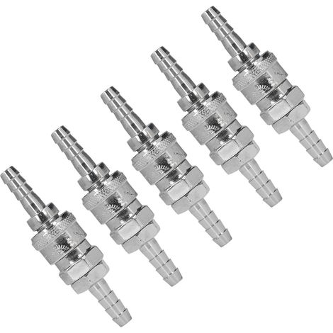 Lot de 5 raccords rapides pneumatiques acier inoxydable nickélés avec embouts, kit connecteurs air comprimé industriels (1/5)