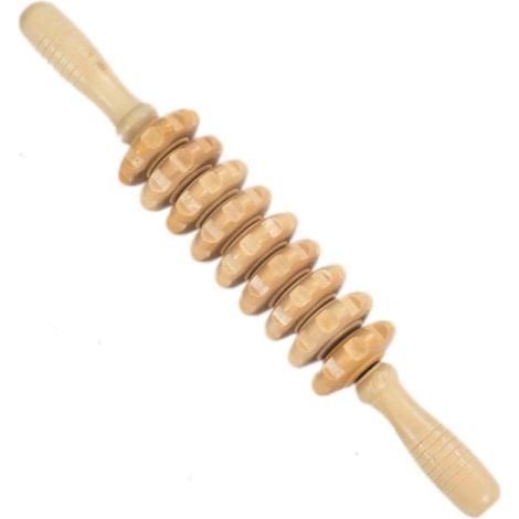 Balle de massage - Rouleau de massage en bois - Outil de massage manuel pour la relaxation musculaire - Massage anti-cellulite et des tissus conjonctifs - Convient pour les jambes et le dos-AquaForge