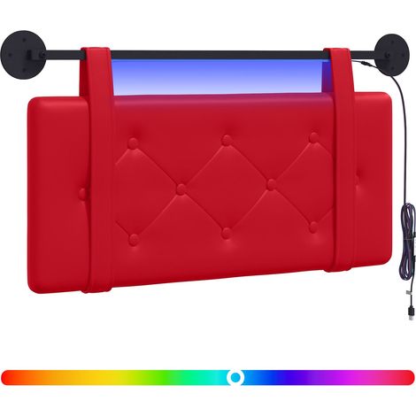 Maison Exclusive - Tête de lit suspendue Avec lumière LED Rouge Simili cuir (1/5)