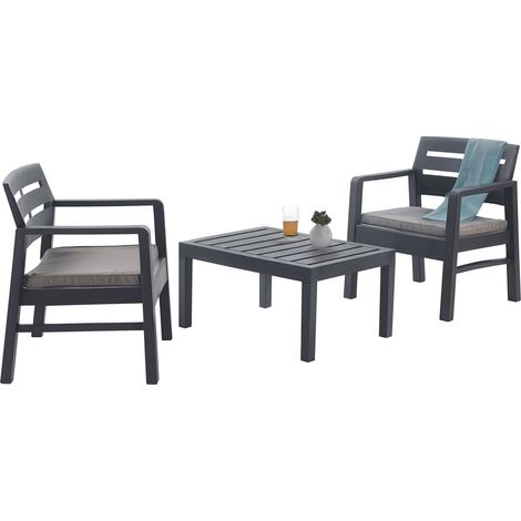 Set de Sala de Exterior - Salón Outdoor Antracita Negro
