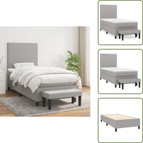 Boxspringbett mit Matratze Hellgrau 90x200 cm Stoff - Boxspringbett - Doppelbett - Schlafraum - Bettgestell - Bettauflage (1/5)