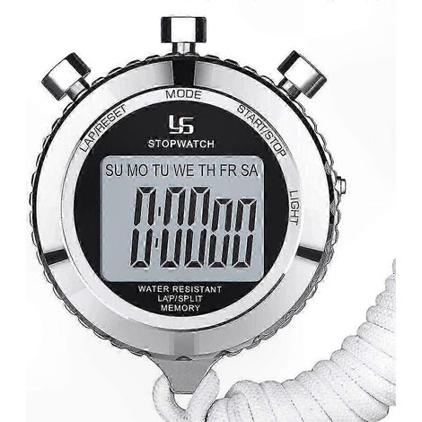 Chronomètre numérique à affichage rétroéclairé, précision au 1/100e de seconde, mémoire de 2 tours, minuteur en métal pour mesure exacte du temps (1/5)