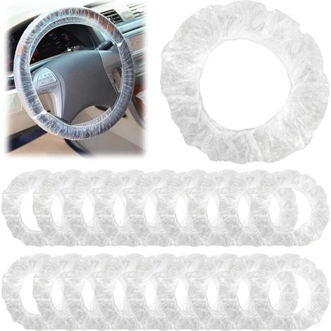 100 Stück universelle, transparente Lenkradbezüge, elastische Einweg-Kunststoffbezüge, wasserdichter Schutz für Autolenkräder, praktisches Zubehör für Mechaniker und Werkstätten