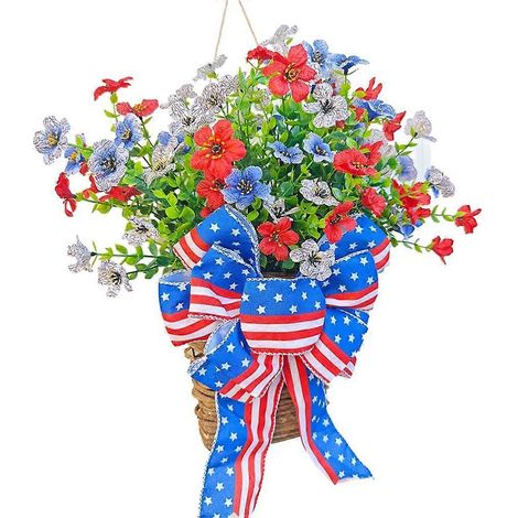Couronne artificielle pour la fête de l'indépendance américaine, décoration de porte, célébration patriotique (1/4)