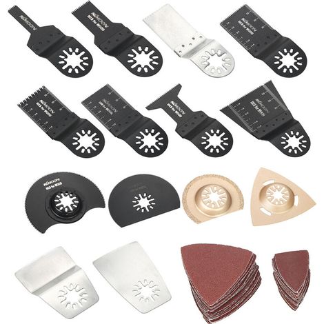 Lame de scie a lame oscillante hybride , accessoires de finition pour outils electriques, lame de scie multifonctionnelle en acier a haute teneur en carbone, 66 pieces (1/5)