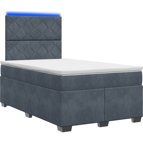 Lit boxspring avec matelas Gris foncé 120 x 200 cm Velours vidaXL (1/5)