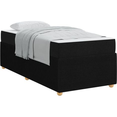 Cadre de lit en tissu noir (matelas inclus), dimensions 80 x 200 cm (1/5)