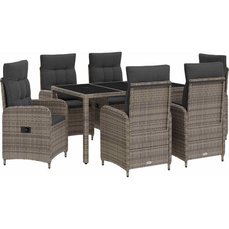 Maison Exclusive - Outdoortisch-Set 7 Stk. Hellgrau und Dunkelgra (1/5)