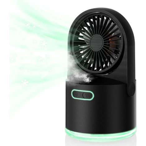 Mini ventilateur portable noir brumisateur 4 vitesses réservoir 300ml idéal voyage camping (1/5)