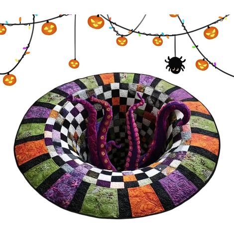 Tapis Halloween Carpette Ronde Matelassée Antidérapante 100 X 100 Cm Avec Tapis Salle De Bain Lavable Parfaitement, Pour La Chambre, La Cuisine, Le Salon Et Le Sol (1/5)