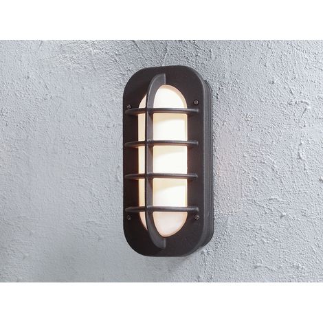 Außenwandleuchte LOKE, Aluminium Schwarz & Opalglas, Höhe 36cm (1/5)