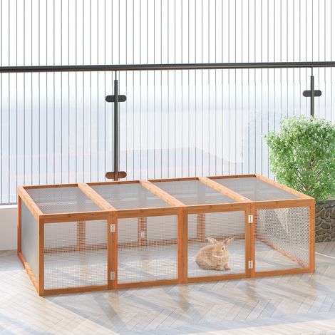 Parque para pequeños animales de madera de abeto natural 181 x 100 x 48 cm OKWISH (1/5)