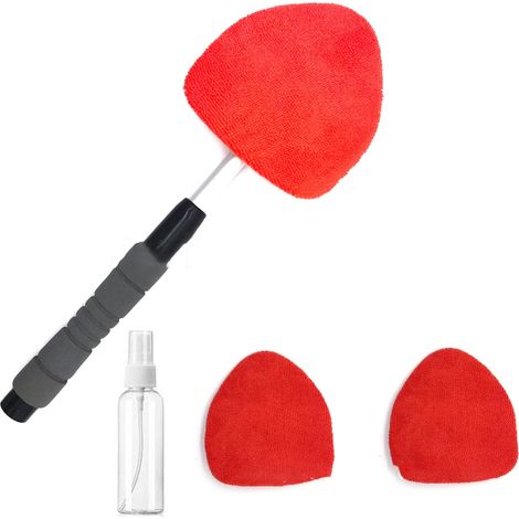 Nettoyeur de vitres de Voiture, Outil de Nettoyage de Pare-Brise télescopique, Bonnets en Microfibre rotatifs à 180 degrés, Kit de Lave-Auto Extensible, Outil de Nettoyage de Pare-Brise (1/4)