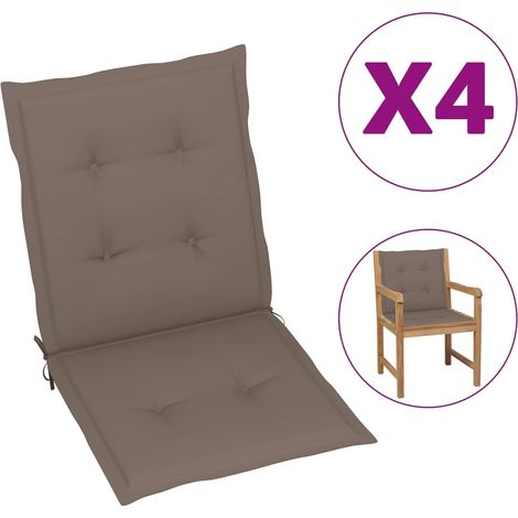 vidaXL Garden Lowback Chair Cushions 4 pcs Taupe 100x50x3 cm