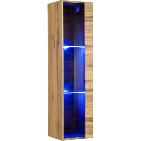 Paris Prix – Vitrine murale LED 120cm – Panneaux de particules stratifiés – Façades MDF – Système d'ouverture Push & Touch – Fabrication européenne (1/4)