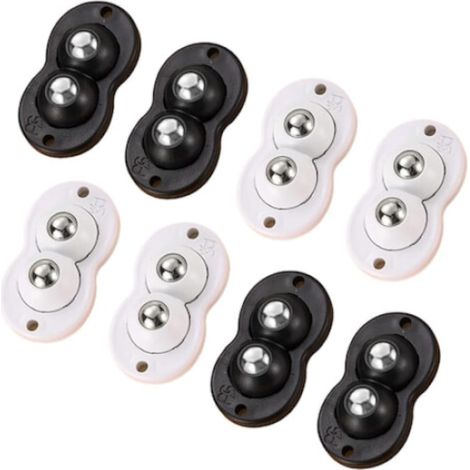 Lot de 8 mini roulettes pivotantes, BGHYHYHI, en plastique, capacité 15 kg, 5,2 x 2,8 x 0,5 cm, noir/blanc (1/5)