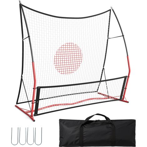 Rebondisseur de football 2-en-1 professionnel – Filet d'pénétrerînement réglable pour passes et volées – 6FT Rougeur (1/5)