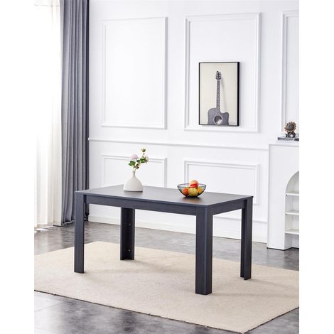 Dining Table Dark Grey Wood Kitchen Place for 6 Seats, Dining Table Only (Dark Grey H75 x L140 x W80 CM) (1/2)