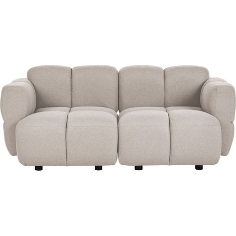 Divano modulare a 2 posti con due elementi angolari, rivestito in tessuto beige Maksaberg (1/5)