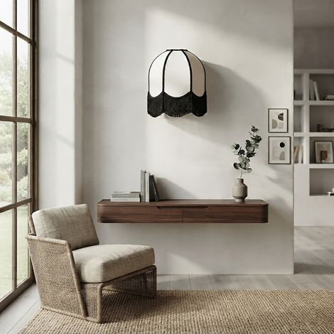 Aplique de Pared Blanco con Flecos Negros  Serie IRIS II (1/5)