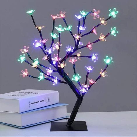 Guirlande lumineuse en fleurs de cerisier - Décoration d'intérieur - Branches réglables - 48 LED - Multicolore (1/5)