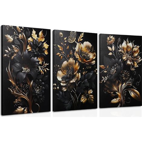 Tableau Decoration Murale Fleurs Or Noir Affiche Decoration Murale (1/5)