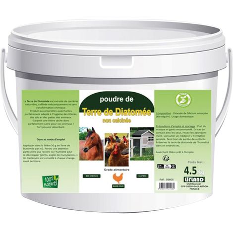 Terre de Diatomée 4,5kg – 100% naturelle – Propriétés asséchantes pour litières et sols – Élimine les puces et mauvaises odeurs – Lifland