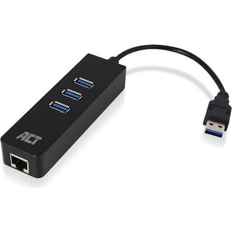 Hub USB 3.2 Gen1 de 3 puertos con puerto de red Gigabit