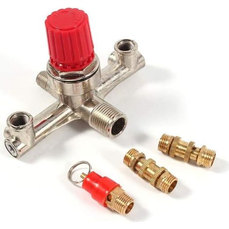 ZVD-Accessoire Compresseur à Air, Tube de Sortie Double en Alliage avec Soupape de Régulation de Pression (1/4)