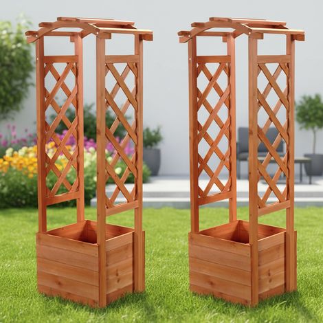 2er Set Rankhilfe Garten Pflanzkasten mit Rosenbogen Spalier Rosensäule Pergola (1/5)
