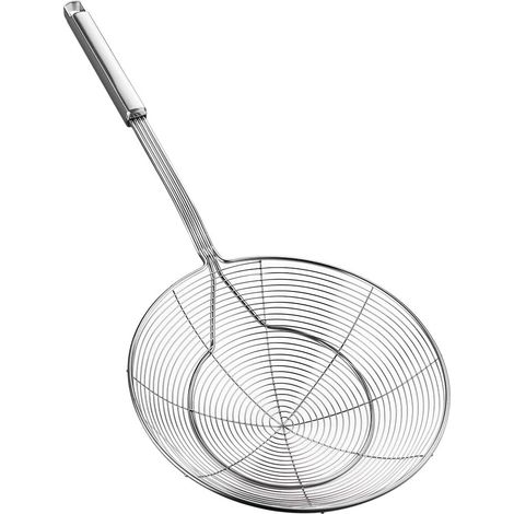 1 Écumoire, Acier inoxydable, Diamètre 20 cm, Longueur 45 cm, Poignée ergonomique, Cuisine friture égouttage (1/5)