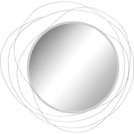 Abstract Silver Metal Wire Wall Mirror with Accessories for Stylish Home Decor (1/5)