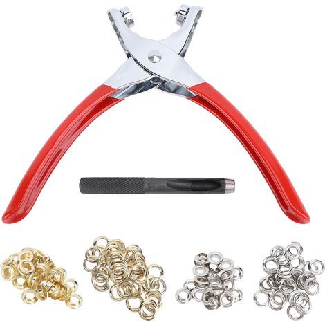 1/2 inch fabric eyelet kit, hand punch, press tool with 600 silver and gold eyelets for crafts (1/5)
