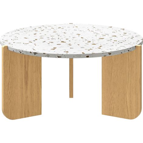 TABLE Design Artistique Polyvalente MDF Naturel 70x70x35cm et 50x50x45.5cm (1/5)
