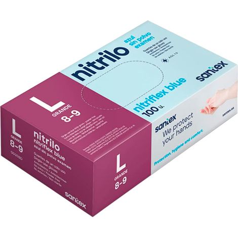 GUANTO MONOUSO IN NITRILE CON POLVERE BLU 100 PZ. G