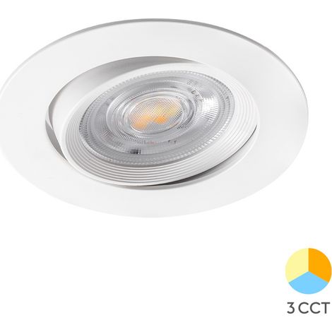 Spot LED encastrable 3en1 rond blanc 7W IP20 (1/5)