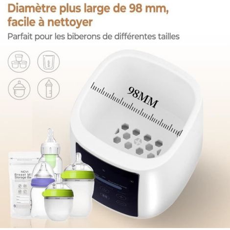 Chauffe-Biberon - 6 en 1 Réchauffage Lait Décongélation Stérilisation Aliments Complémentaires Isolation Veilleuse - 14 x 12,8 x 26 cm - 220 V (1/4)