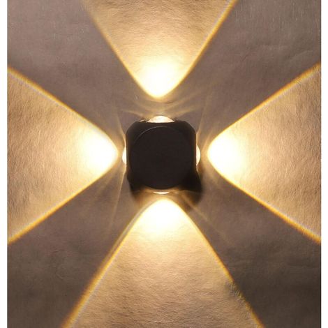 4-fach LED-Wandleuchte mit Verteiler, warmweiß, IP65-geschütztes und stoßfestes Aluminiumgehäuse